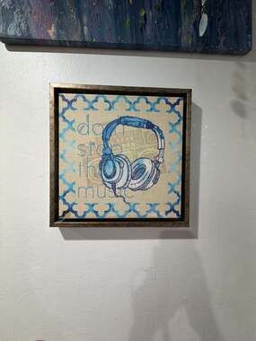 Brayden Studio Don't Stop The Music Headphones Framed Canvas Wall Art